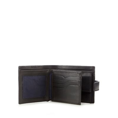 Black leather billfold tab wallet in a gift box